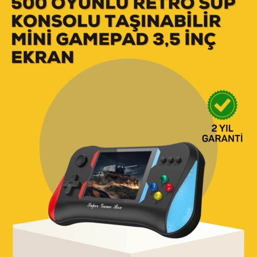 Taşınabilir El Konsolu 500 Oyunlu – Geniş Ekran ve Uzun Pil Ömrü