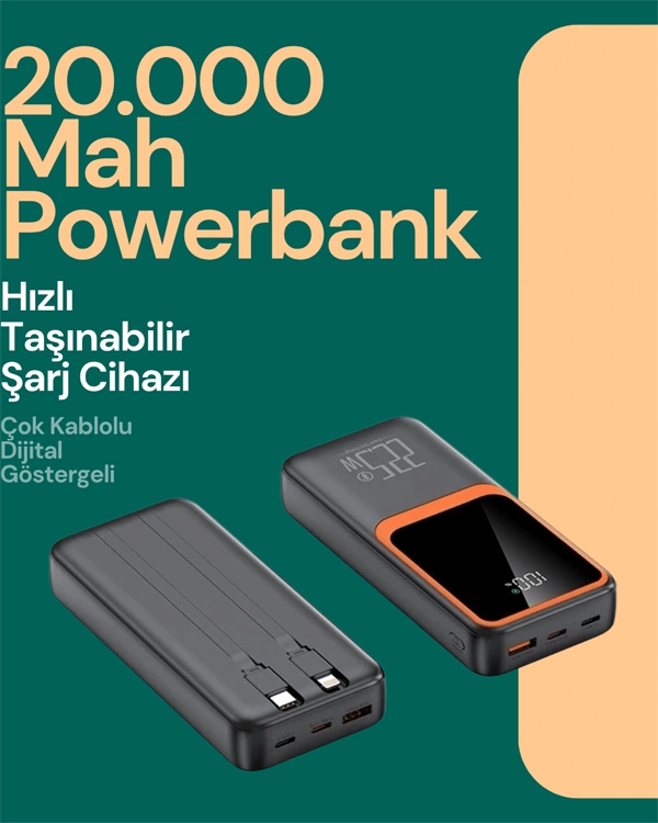 Tasinabilir Sarj Cihazi 20000 Mah 225w Hizli Sarj Dijital Ekran Kablo Dahil 264092273 Sw600sh750 Taşınabilir Şarj Cihazı 20000 mAh | 22.5W Hızlı Şarj + Dijital Ekran + Kablo Dahil najmaddin.com 22.5W hızlı şarj destekli bu taşınabilir şarj cihazı