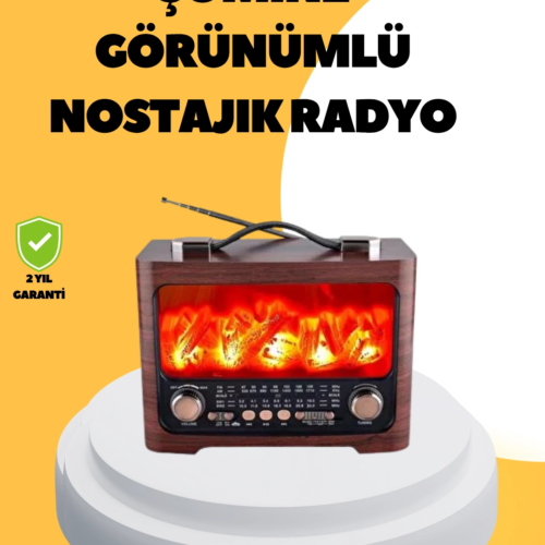Taşınabilir Şömine Görünümlü Bluetooth Hoparlör – Solar Şarjlı
