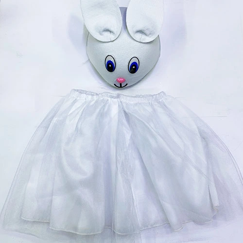 Tavşan Kostümü Beyaz - 23 Nisan Tavşan Şapka Ve Tütü Etek Seti 2 Parça