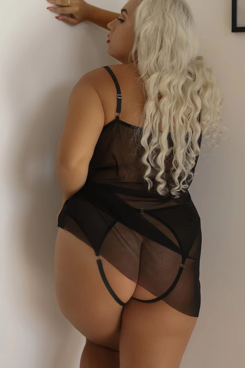 Transparan Siyah Büyük Beden Kısa Tül Gecelik Tm1304