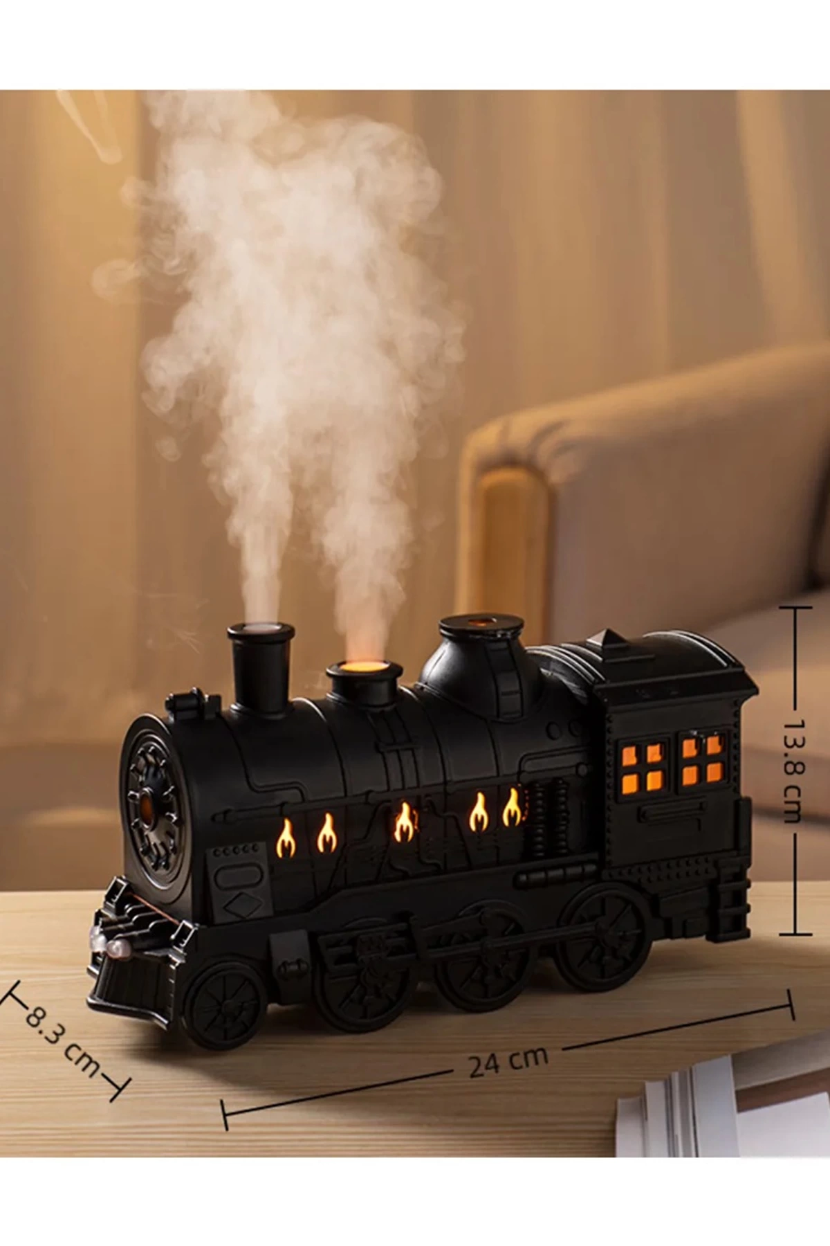 Tren Şeklinde Buharlı Oda Hava Nemlendirici Işık Buhar Makinesi Kumandalı - Görsel 3