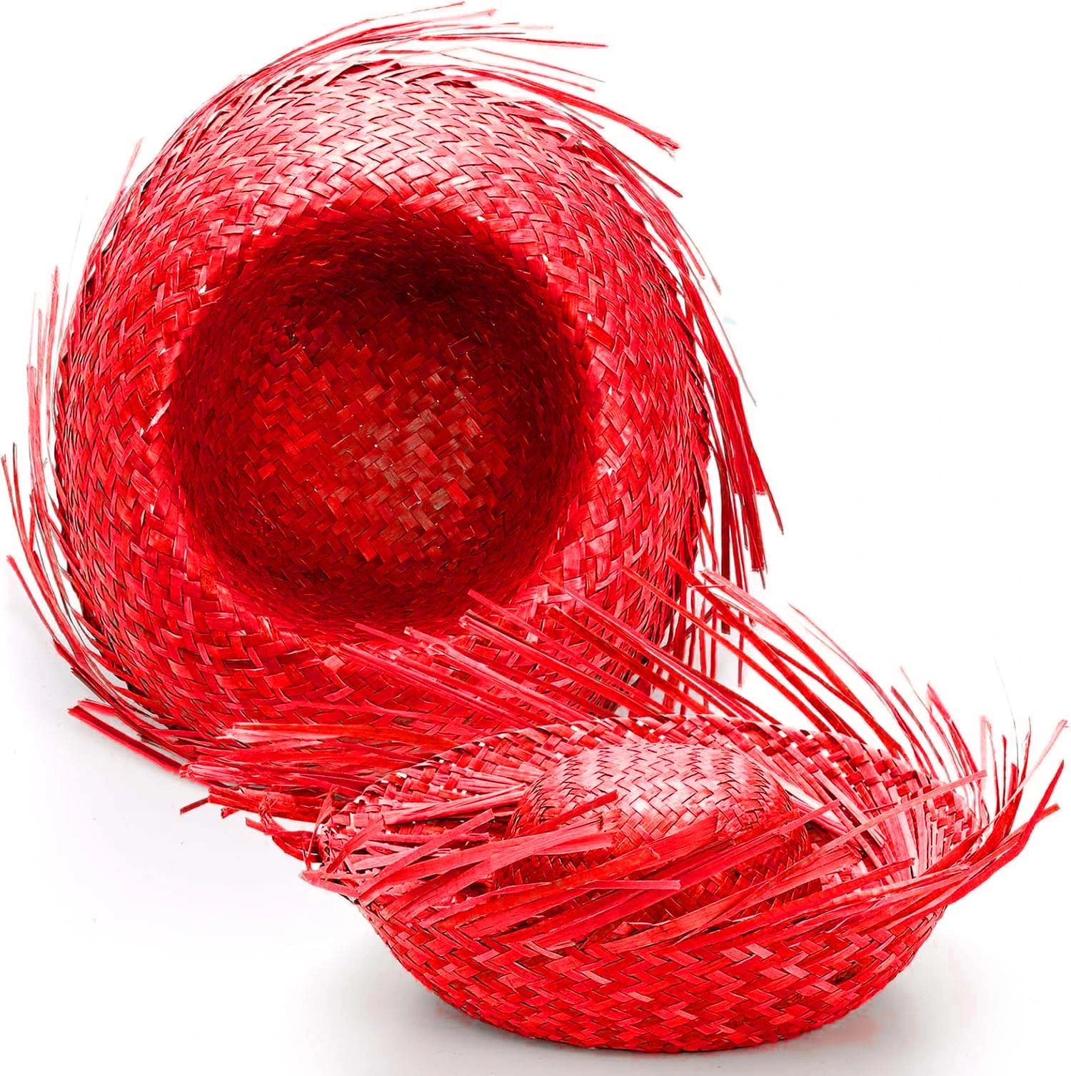 Tropikal Parti Kırmızı Hasır Hawaii Şapkası 13x36 Cm - Görsel 3