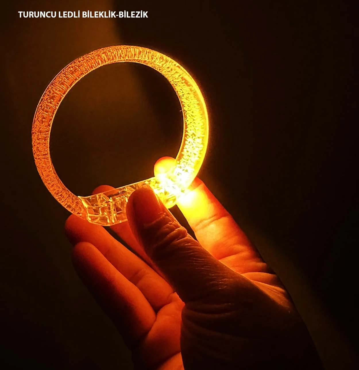 Turuncu Led Işıklı Baskı Yapılabilen Pilli Bileklik Bilezik 1