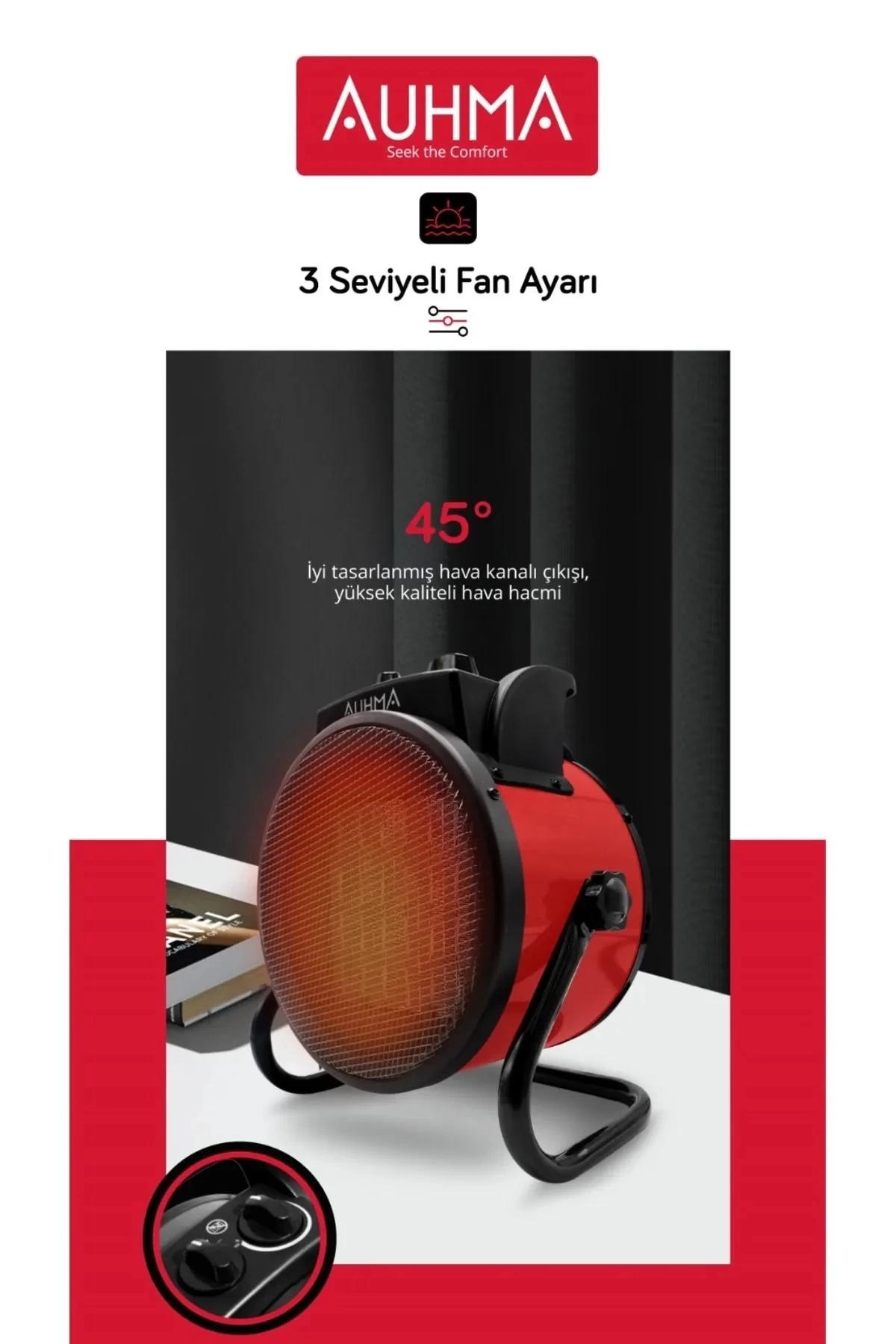 Ultra Güçlü 3000 Watt Taşınabilir Elektrikli Portatif Isıtıcı Soba Sıcak Hava Üfleyen Fan Radyatör - Görsel 3