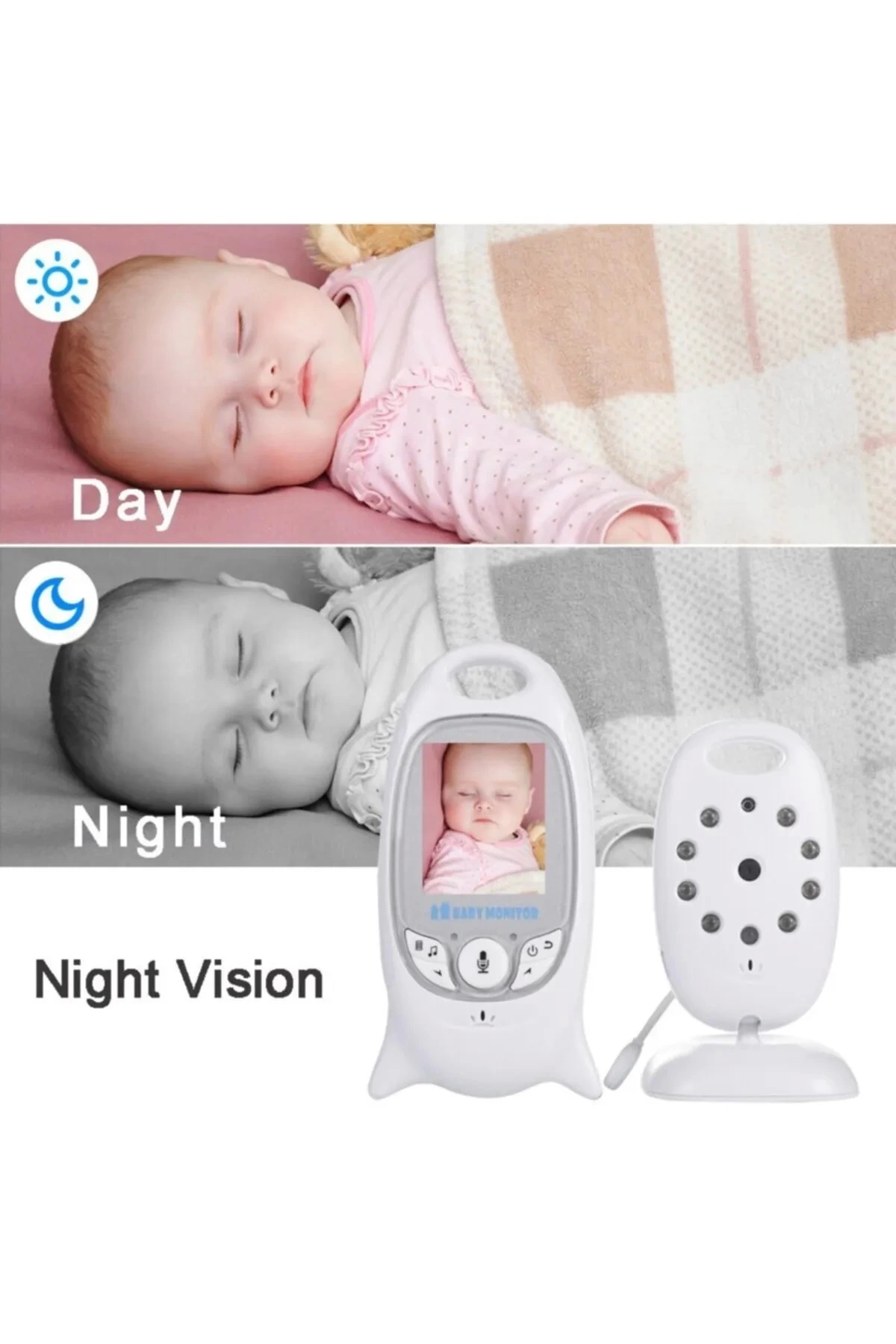 Vb-601 Kameralı Bebek Monitörü Net Görüntü Gece Görüşlü - Görsel 3