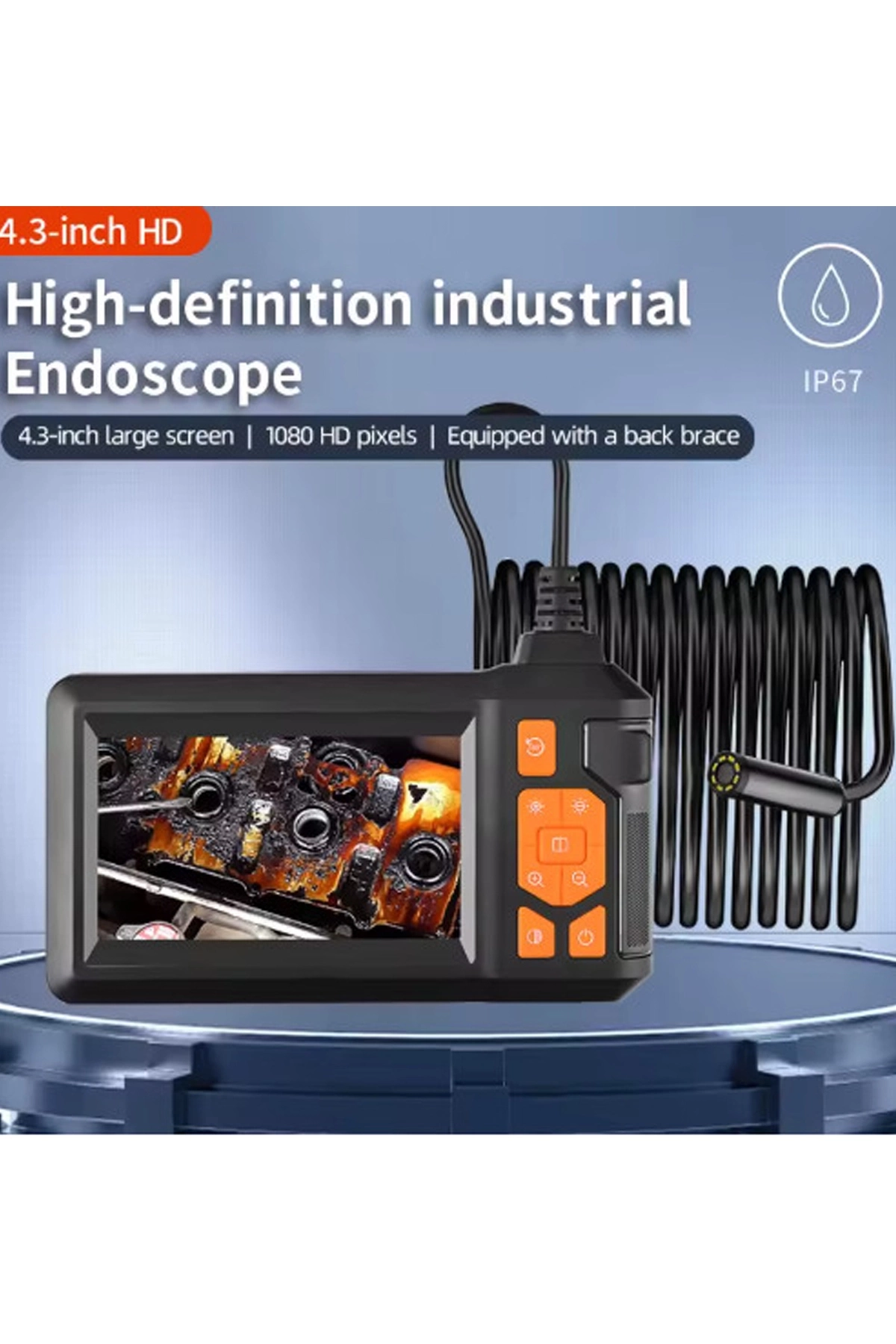 Vtn-009 Ekranlı Çift Kameralı 20 Metre Sert Kablo Yılan Endoskop Kamera 8 Mm 4.3 Inc