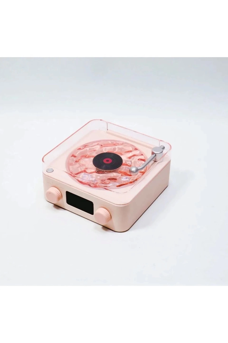 Waves Nostalji Plak Görünümlü Bluetooth Hoparlör 3d Ses Dalgası Retro Müzik Plak Pembe