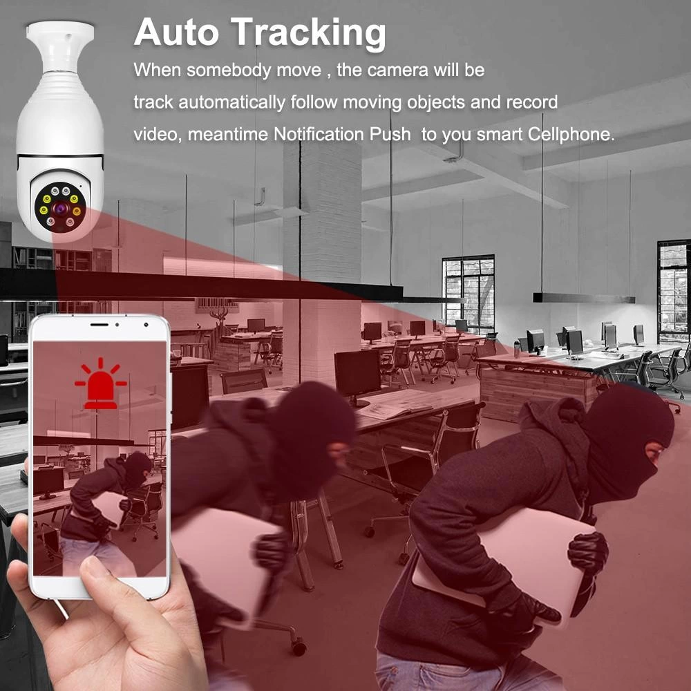 Wifi 360 Panoramik Ampul Kamera Güvenlik Kamerası Çift Wifi 360 Derece Gece Görüşlü - Görsel 3
