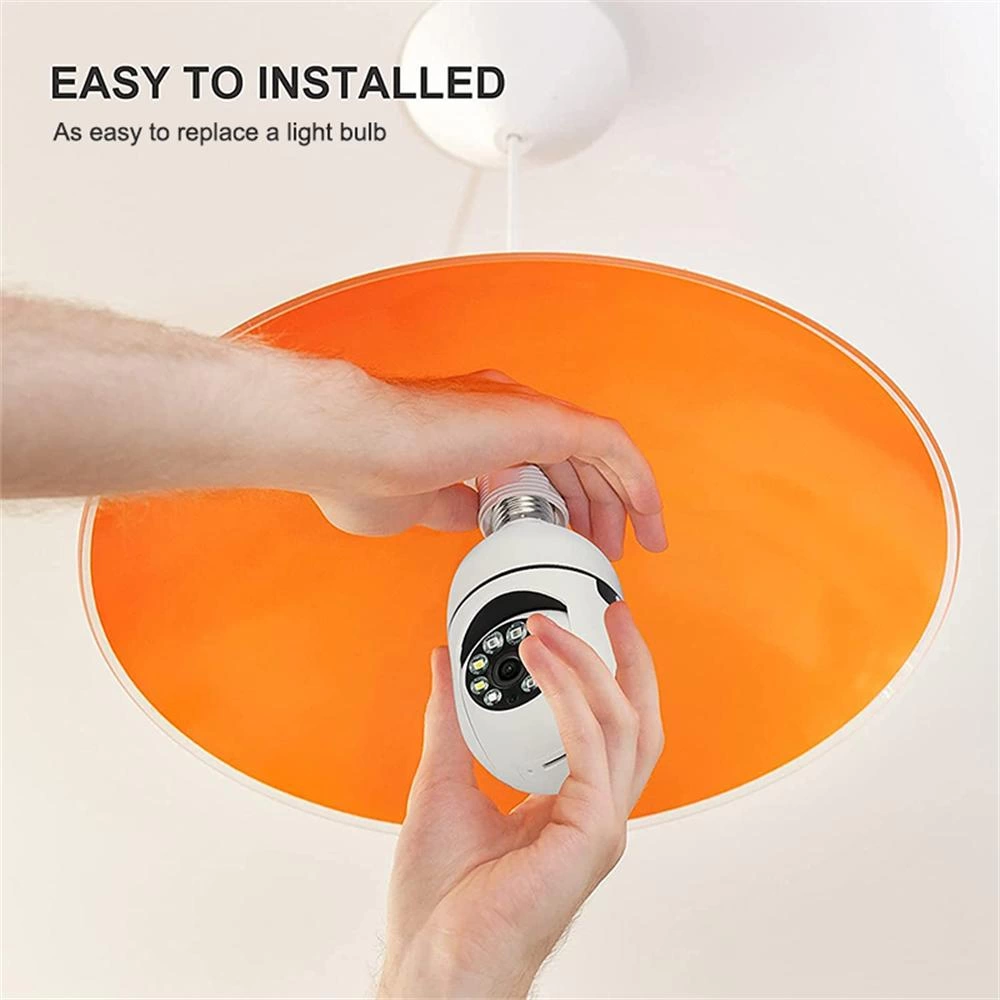 Wifi 360 Panoramik Ampul Kamera Güvenlik Kamerası Çift Wifi 360 Derece Gece Görüşlü - Görsel 4