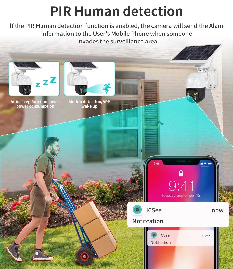 Wifi Uygulamalı Gece Görüşlü Solar Güneş Enerjili Kamera Akıllı Dış Mekan Güvenlik Kamerası - Görsel 4