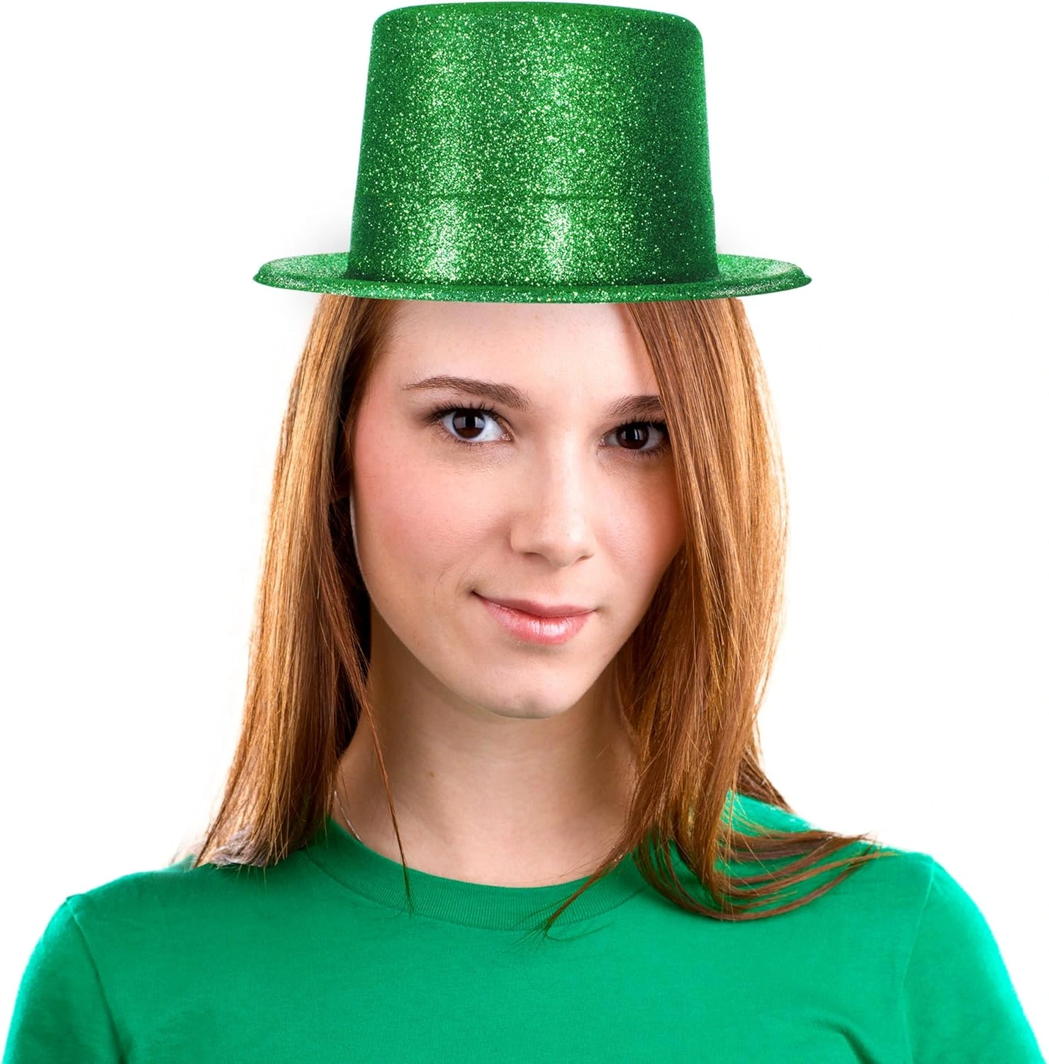 Yeşil Renk Parıltılı Simli Fötr Silindir Parti Şapkası - Görsel 3