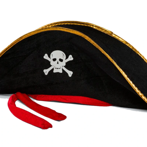 Yetişkin Boy Kadife Jack Sparrow Denizci Kaptan Jack Korsan Şapkası 50x20 Cm