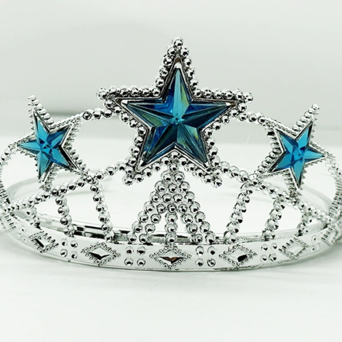 Yıldız Şekilli Elsa Prenses Kraliçe Tacı Mavi Renk Çocuk Boy 5x17 Cm
