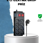 2 Metre Güçlü Çoklu Priz 8 Soket