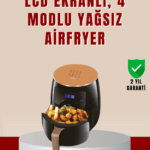 6 Litre Büyük Kapasiteli Dokunmatik Airfryer 2400W Yağsız Fritöz