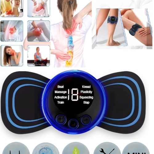 8 Modlu Mini Şarjlı Kelebek LCD Ekran Ems Boyun Omuz Kol Sırt Elektrikli Masaj Bantı Kas Stimülatörü