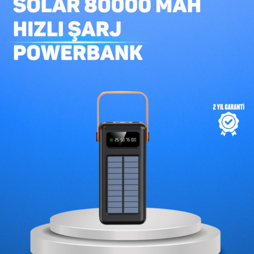 80000 mAh Yüksek Kapasiteli Powerbank Göstergeli Solar Şarj Cihazı