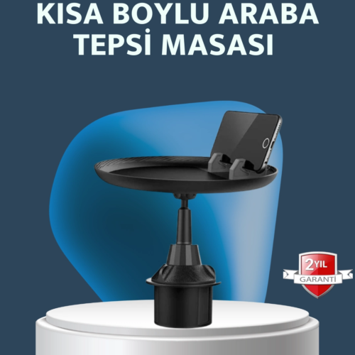 Araç İçi 360° Ayarlanabilir Bardaklık Tepsisi Geniş Yüzeyli ve Telefon Standlı