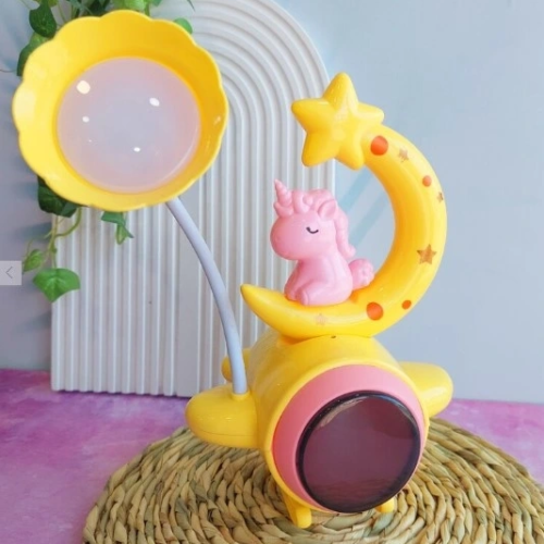 Çocuk Odası Ay Ve Unicorn Desenli Gece Lambası