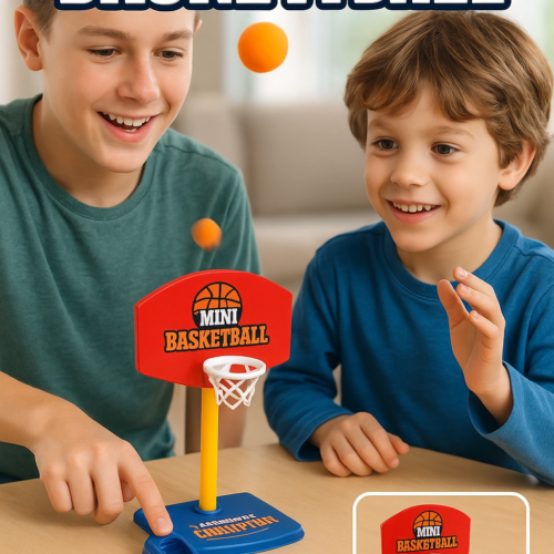 Çocuklar İçin Mini Masaüstü Basketbol Oyunu Fırlatma Butonlu Eğlenceli Basket Seti + 2 Top