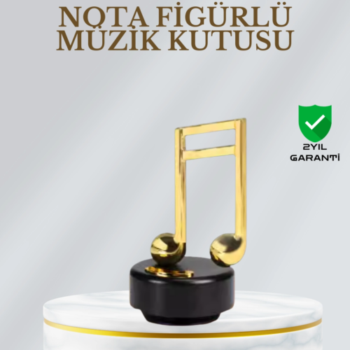 Dönen Nota Figürlü Müzik Box Işıltılı Dekoratif Tasarım
