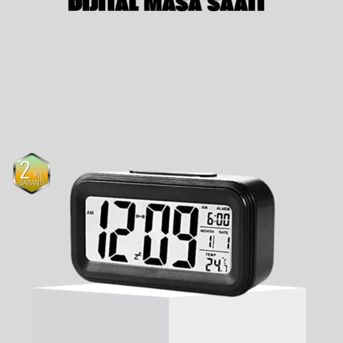 Fotoselli Dijital Masa Saati Aydınlatmalı Alarm ve Tarih Göstergeli