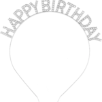 Gümüş Kristal Taşlı Happy Birthday Tacı