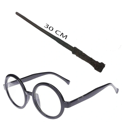 Harry Potter Asası Ve Siyah Çerçeveli Gözlük Seti