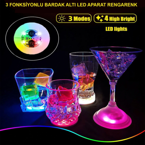 Işıklı Yapışkanlı Bardak Altı Atı Ledli 3 Modlu