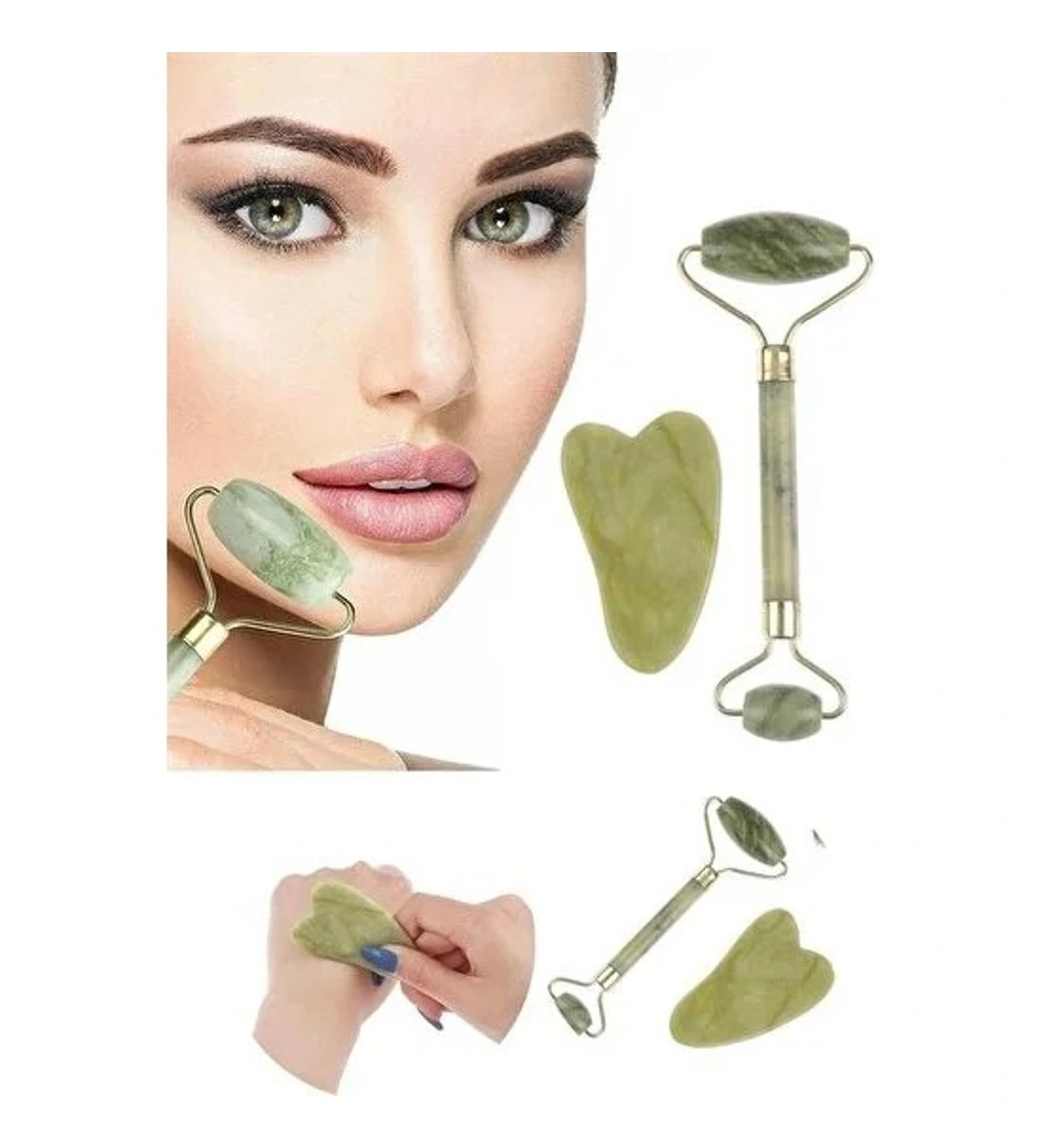Jade Roller Gua Sha Tasi Seti 330472433 Sw1300sh1430 700x770 Jade Roller Gua Sha Taşı Seti najmaddin.com alın ve boyuna masaj yapmak