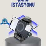 Kablosuz Şarj Cihazı ve Dijital Saat – 4’ü 1 Arada Hızlı Şarj