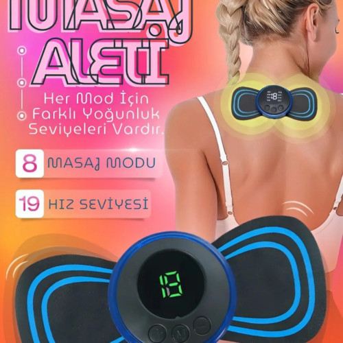 Kelebek Masaj Aleti Bel Sırt Bacak Kol Titreşimli Masaj Pedi Şarjlı 8 Modlu Vücut Tens Cihazı