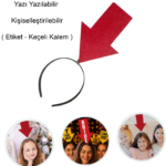 Kişiselleştirilebilir Ok Taç – Üzerine Yazı Yazılabilen Parti Tacı Kırmızı Renk