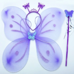 Lila Renk Kelebek Kanadı Tacı Ve Sopası