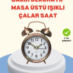 Metal Bronz Nostaljik Masa Saati Alarmlı Büyük Boy Sessiz Mekanizmalı