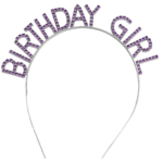 Mor Renk Kristal Taşlı Parlak Birthday Girl Yazılı Taç