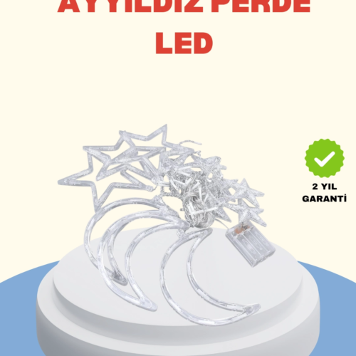 Pilli Çalışan Yıldız Ay Perde Led Işık 2 Modlu Dekorasyon
