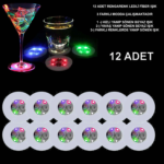 Renkli Led Işıklı Bardak Altlığı - 12 Adet