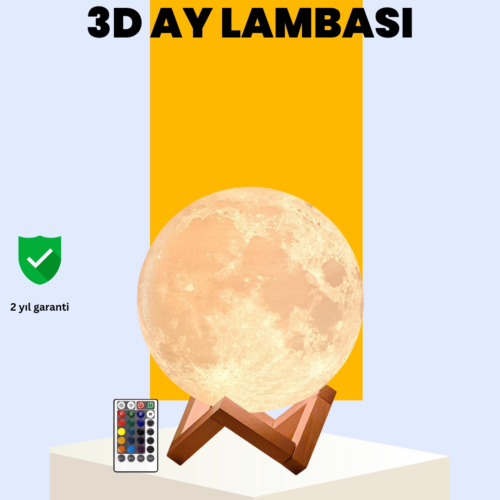 Şarjlı 3D Baskılı 16 Renk Ay Lambası Stand