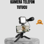 Telefon Video Çekim Kiti LED Aydınlatma Mikrofon Tripodlu Tam Set