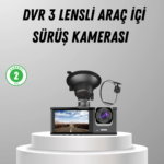 Üç Kameralı Araç DVR Full HD Gece Görüşlü ve 2 inç IPS Ekranlı
