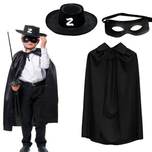 Zorro Pelerin Şapkası Ve Maske Seti Çocuk Boy