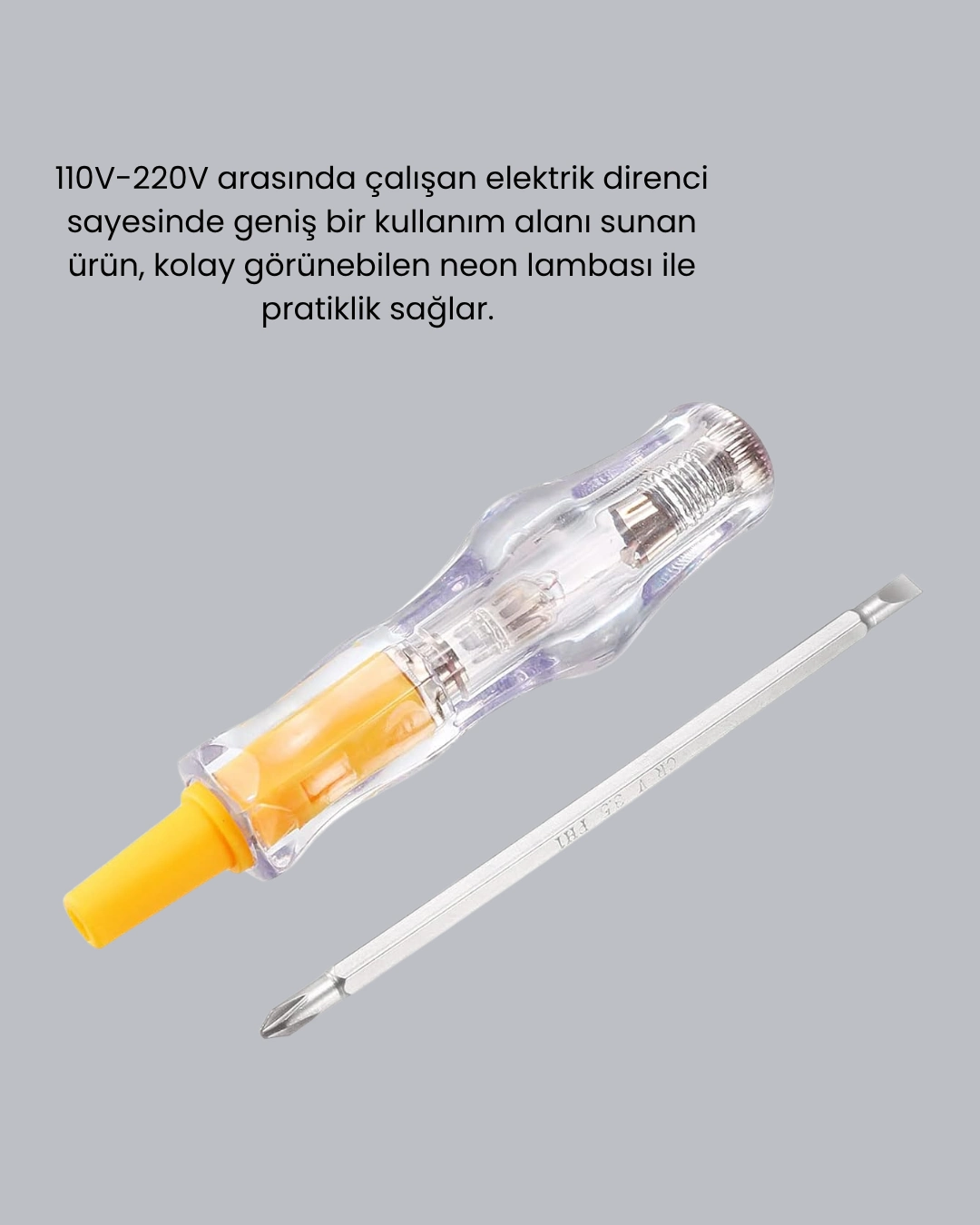 110 220v Elektrik Test Kalemi Korozyona Dayanikli Nikel Kaplamali 476667614 Sw1080sh1350 700x875 110-220V Elektrik Test Kalemi Korozyona Dayanıklı Nikel Kaplamalı najmaddin.com elektrik akımının varlığını anında gösterir ve böylece kullanıcıya güvenli bir kontrol imkânı sunar. Neon ışığı sayesinde düşük ışıklı ortamlarda bile pratik kullanım sağlar. Hem profesyonel elektrikçilerin hem de evde bakım yapan kullanıcıların tercih edebileceği güvenilir bir üründür.Test kaleminin gövdesi nikel kaplama ile güçlendirilmiştir. Bu kaplama