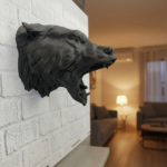 3D Siyah Ayı Başı Duvar Süsü Özel Tasarım Dekoratif Heykel 25x19 cm
