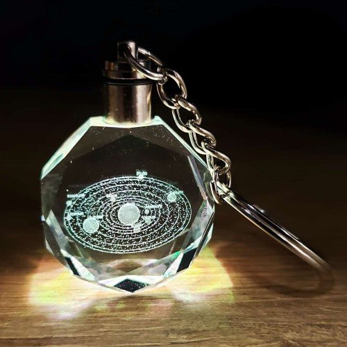 tasarımı ve görünümüyle son dönemlerin en trend anahtarlık çeşitlerinden biridir. Kristal içerisinde bulunan gezegenler ve gezegen isimleri motifi