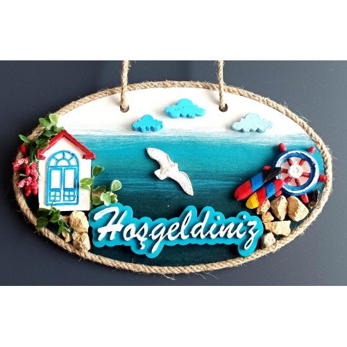 562741425616 3 500x500 1 Sahil Kasabası Hoşgeldiniz Yazılı El Yapımı Kapı Süsü najmaddin.com 15 cm boyundadır.