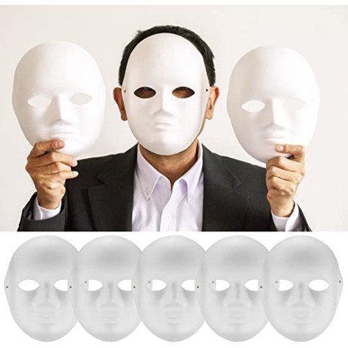 562741435489 5 500x500 1 Beyaz Renk Boyanabilir Anonim Tam Yüz Cosplay Maske najmaddin.com 24x18 cm ölçülerindeki geniş yapısı