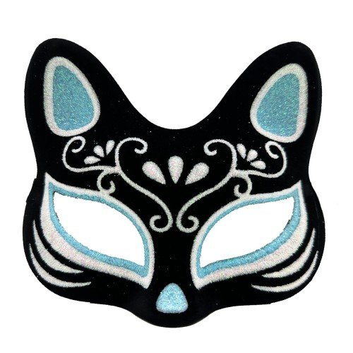 562741435517 4 500x500 1 Siyah Renk Süet Kaplama Üzeri Gümüş Mavi Simli Kedi Maskesi 17x14 cm najmaddin.com zarafet ve parıltı tek bir tasarımda buluştu! Siyah Süet Kaplama Kedi Maskesi