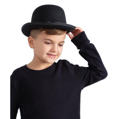 Charlie Chaplin Stil Çocuk Şapkası – Siyah Melon Parti Şapkası